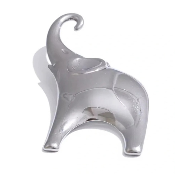 Elephant Luck Silver Stainless Steel Waterproof Brooch - Picture 2 of 7